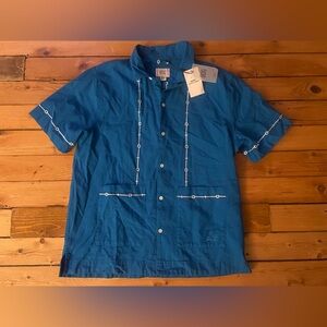 Men’s Size M BDG Urban Outfitters Embroidered Button Down Shirt - Blue